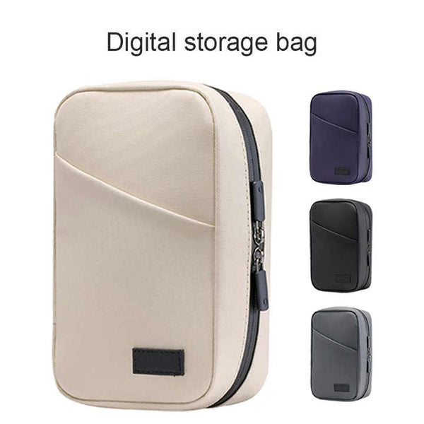 Beige Premium Pu Leather Multi Functional Travel Cable Organizer Waterproof Digital Storage Pouch Other Travel Accessories