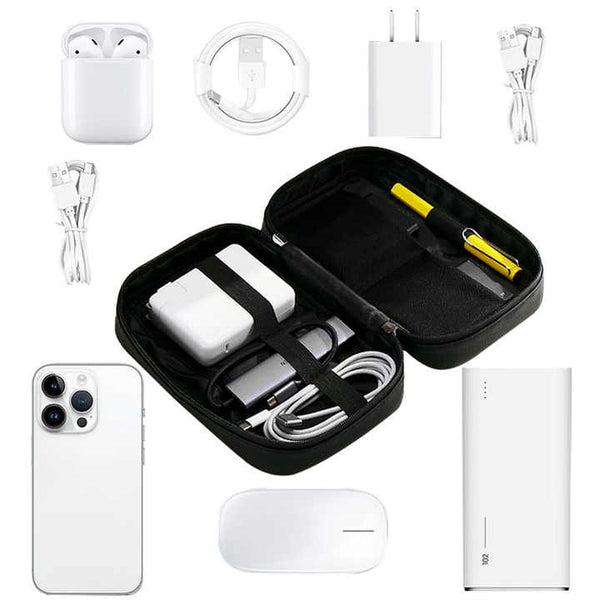 Beige Premium Pu Leather Multi Functional Travel Cable Organizer Waterproof Digital Storage Pouch Other Travel Accessories