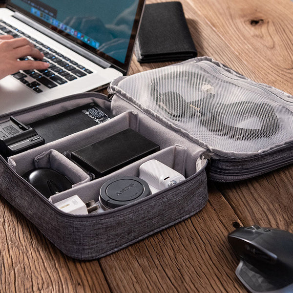 Black Durable Three Layer Earphone & Digital Organizer Waterproof Cosmetic Cable Storage Pouch(Photography Props Not Included Only The Bag) Headphones