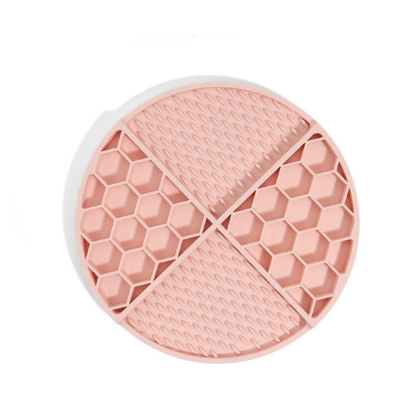 Elosung 2 Pcs Pink Honeycomb Pet Slow Feeder Bowl Anti Choke Silicone Lick Mat With Suction For Dogs Dog Bowls