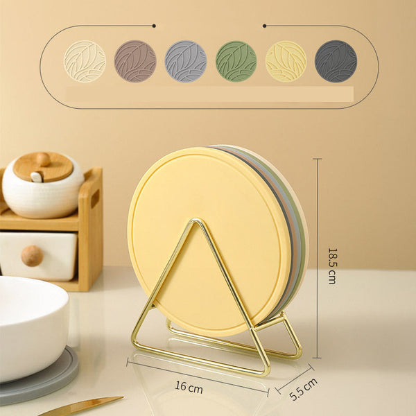 Six Colour Set Of 6 Premium Silicone Round Heat Resistant Pad 20Cm Durable Kitchen Pot Mat With Anti Slip Design (With Tripod) Oven Mitts & Potholders