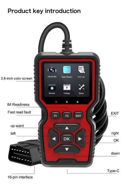 Black And Red Obd2 Scanner Car Diagnostic Tool Engine Fault Code Reader Code Readers & Scanners