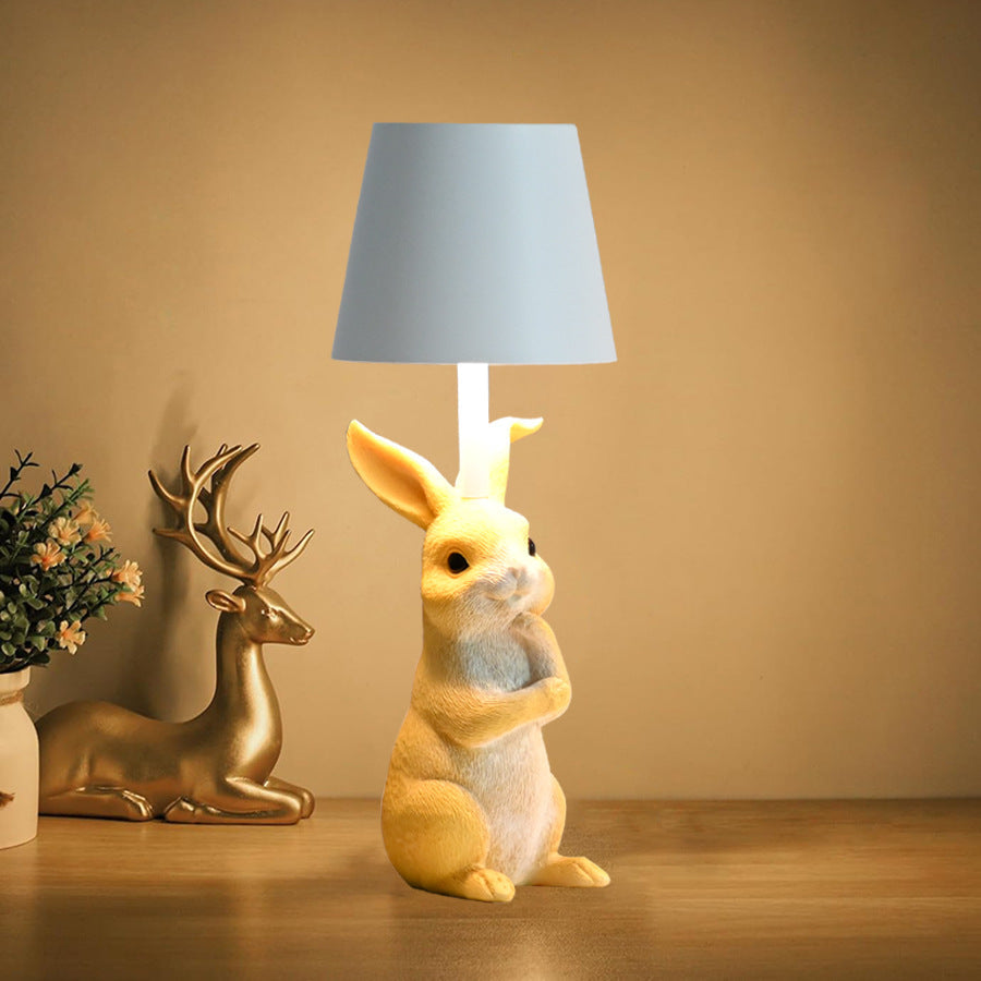 Yellow Bunny White Hade Adorable Rabbit Resin Table 3 Color Led Usb Rechargeable Touch Dimming Lamps