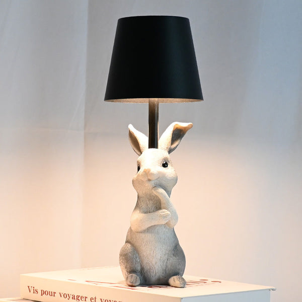 Yellow Bunny White Hade Adorable Rabbit Resin Table 3 Color Led Usb Rechargeable Touch Dimming Lamps