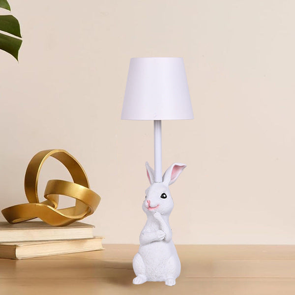 Yellow Bunny White Hade Adorable Rabbit Resin Table 3 Color Led Usb Rechargeable Touch Dimming Lamps