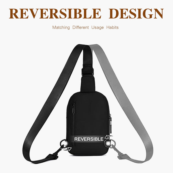 Black Trendy Waterproof Sling Bag Lightweight Crossbody Chest Pack Adjustable Strap Women's Bags & Handbags