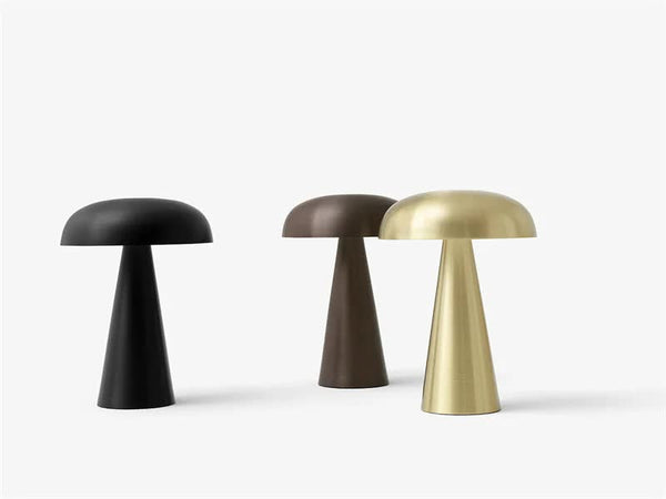 Silver Metal Mushroom Table Lamp Rechargeable Touch Control Ambient Light With Remote Lamps