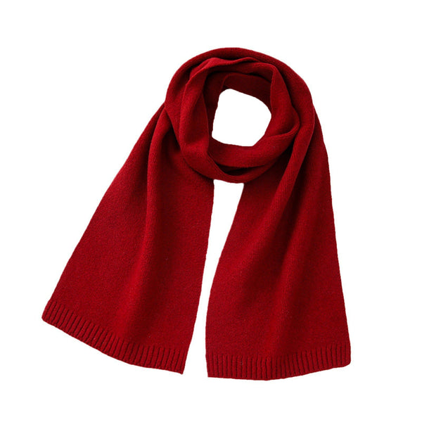 Blue Soft Wool Blend Solid Color Knit Scarf For Women Cozy Faux Cashmere Shawl Scarves & Wraps
