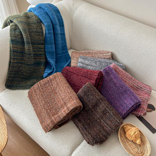 Khaki Wool Blend Knit Scarf Warm And Stylish For Men Women Scarves & Wraps