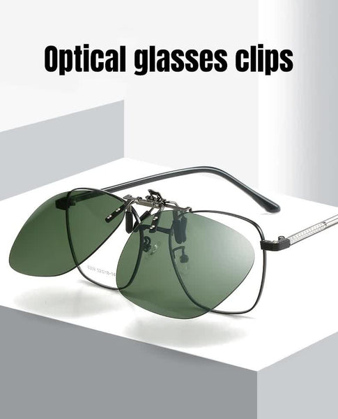 Elosung 2 Pcs Gradient Pink Polarized Clip On Day And Night Use Frameless Polygon Design For Fishing Driving Sunglasses