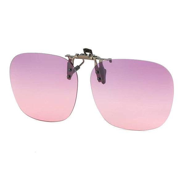 Elosung 2 Pcs Gradient Pink Polarized Clip On Day And Night Use Frameless Polygon Design For Fishing Driving Sunglasses