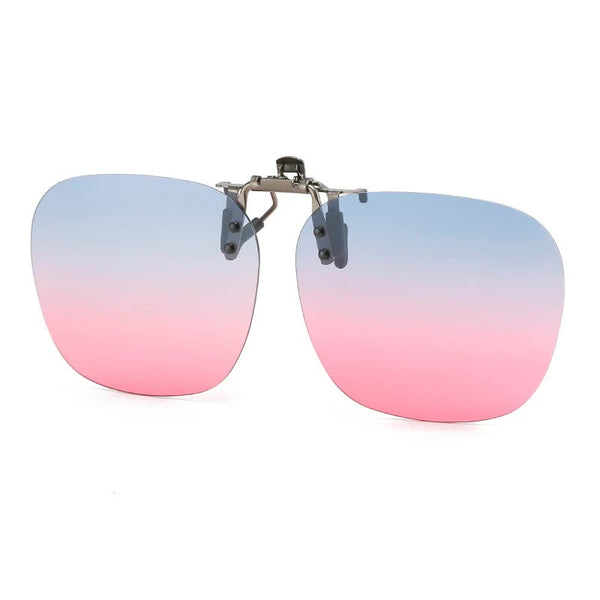 Elosung 2 Pcs Gradient Pink Polarized Clip On Day And Night Use Frameless Polygon Design For Fishing Driving Sunglasses