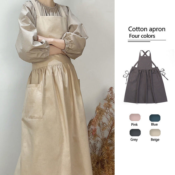 Grey Cotton Waterproof Artisan Apron 100X85cm Stylish Cross Back Design Ideal For Kitchen & Floral Work Aprons