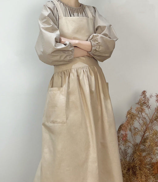 Grey Cotton Waterproof Artisan Apron 100X85cm Stylish Cross Back Design Ideal For Kitchen & Floral Work Aprons