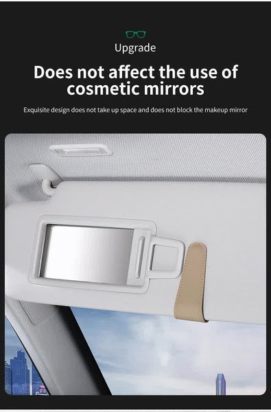 Elosung 2 Pcs Black Carbon Fiber Pu Leather Visor Sunglasses Holder Multi Functional Clip 9.5X4.5Cm Sun Visors