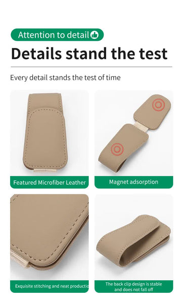 Elosung 2 Pcs Black Carbon Fiber Pu Leather Visor Sunglasses Holder Multi Functional Clip 9.5X4.5Cm Sun Visors