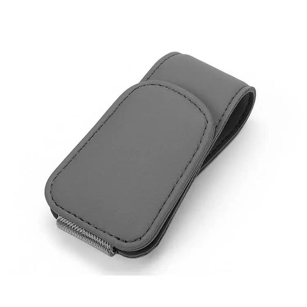 Elosung 2 Pcs Black Pu Leather Car Visor Sunglasses Holder Multi Functional Clip For Glasses Cards And Tickets 9.5X4.5Cm Sun Visors