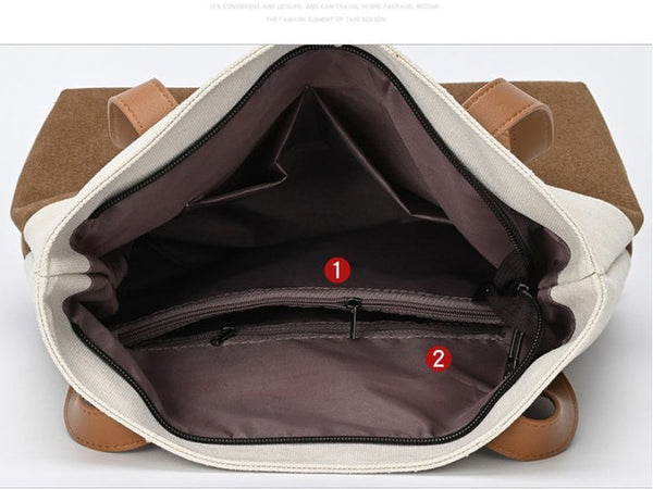 Canvas Tote Bag For Women Multi Use Shoulder Handbag & Backpack, Large Capacity, 30X10x40cm Women's Bags & Handbags