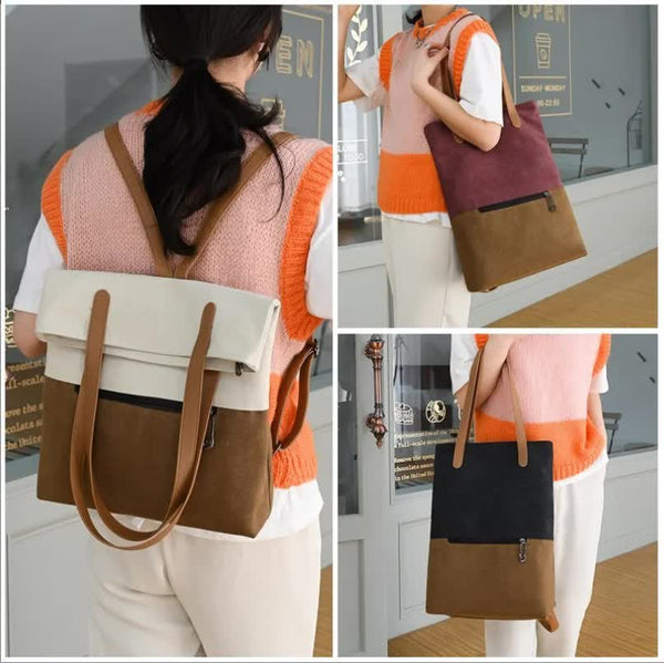 Canvas Tote Bag For Women Multi Use Shoulder Handbag & Backpack, Large Capacity, 30X10x40cm Women's Bags & Handbags