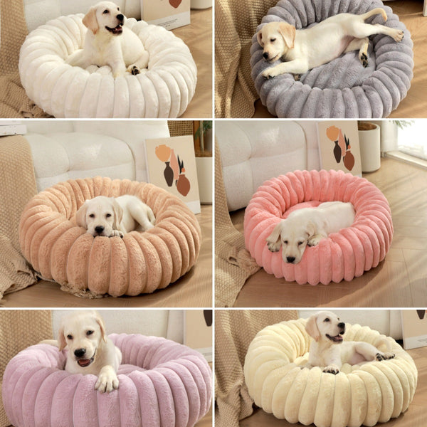 Grey Plush Pet Bed 40Cm Round Dog & Cat Mat Cozy Pp Cotton Filled Comfortable Pet Supplies Pet Beds