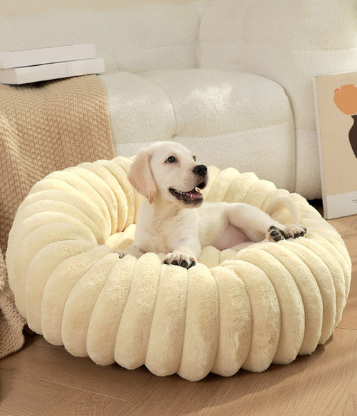 Grey Plush Pet Bed 40Cm Round Dog & Cat Mat Cozy Pp Cotton Filled Comfortable Pet Supplies Pet Beds