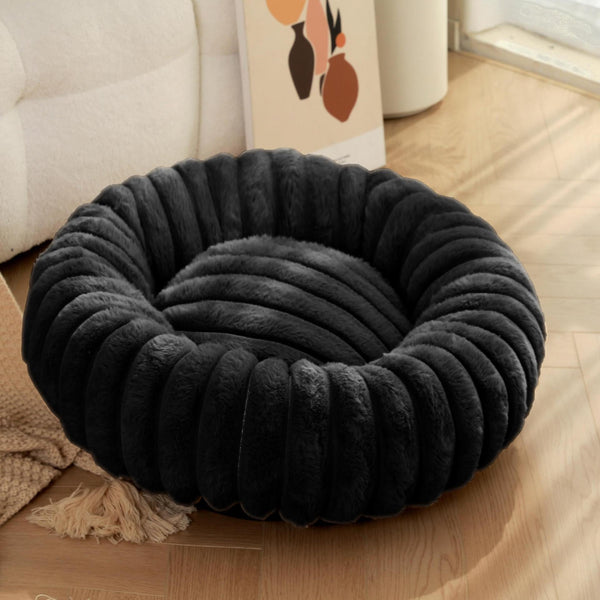 Grey Plush Pet Bed 40Cm Round Dog & Cat Mat Cozy Pp Cotton Filled Comfortable Pet Supplies Pet Beds