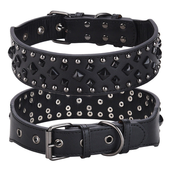 Size S Black 1 Pack Stylish Pu Leather Dog Collar With Spikes Adjustable Durable & Comfortable For Medium To Large Breeds Dog Collars
