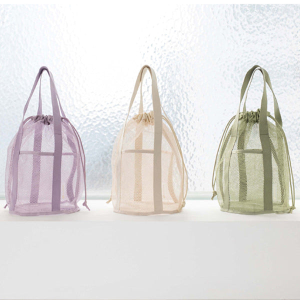 Lightweight Mesh Drawstring Beach Bag Portable Travel Organizer For Toiletries And Essentials Women's Bags & Handbags