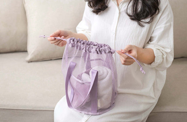 Lightweight Mesh Drawstring Beach Bag Portable Travel Organizer For Toiletries And Essentials Women's Bags & Handbags