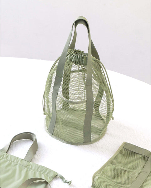 Lightweight Mesh Drawstring Beach Bag Portable Travel Organizer For Toiletries And Essentials Women's Bags & Handbags