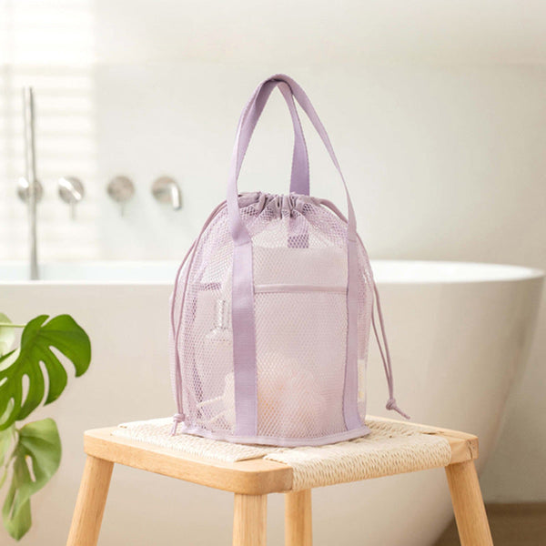 Lightweight Mesh Drawstring Beach Bag Portable Travel Organizer For Toiletries And Essentials Women's Bags & Handbags