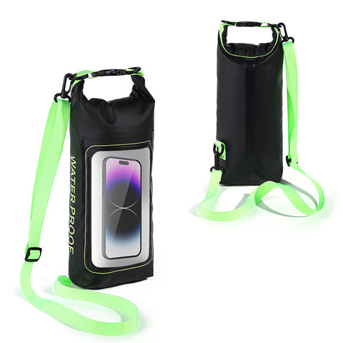 Black And Green 2L Waterproof Phone Pouch Multi Functional Pvc Dry Bag For Swimming Activities Dry Bags