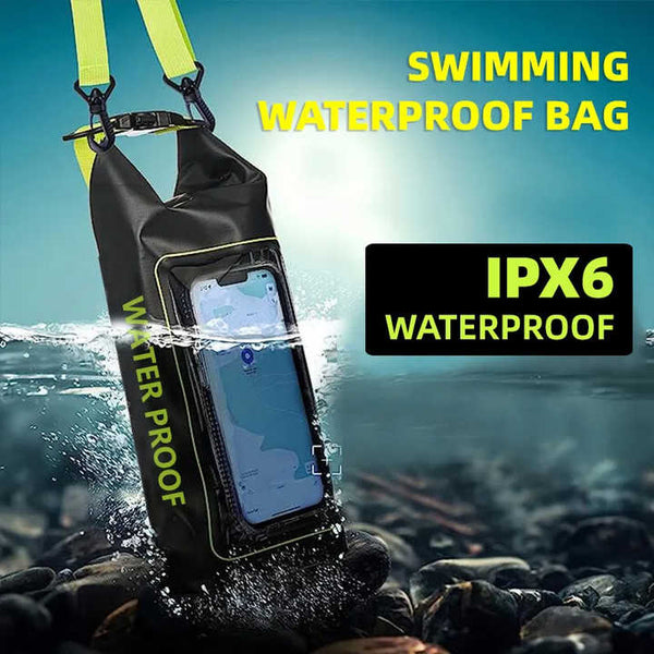 Black And Green 2L Waterproof Phone Pouch Multi Functional Pvc Dry Bag For Swimming Activities Dry Bags