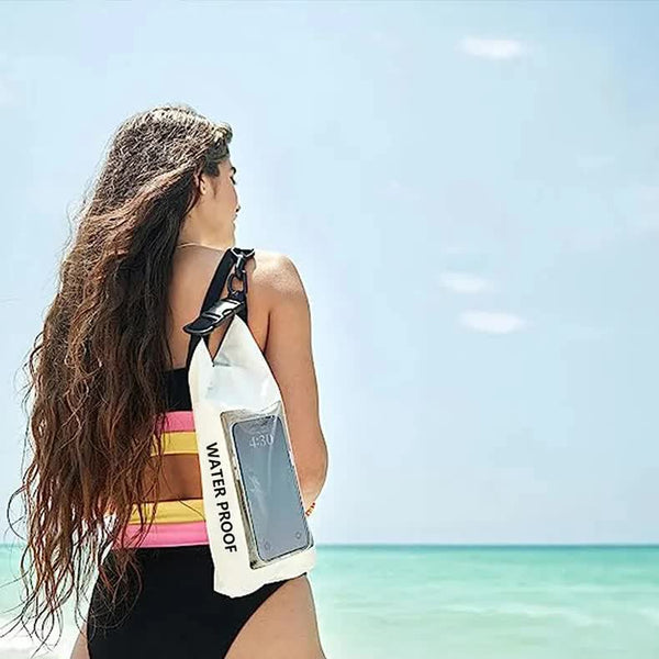 Black And Green 2L Waterproof Phone Pouch Multi Functional Pvc Dry Bag For Swimming Activities Dry Bags