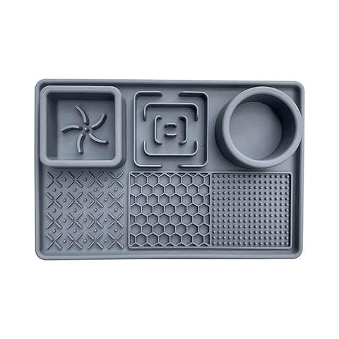 Grey Multi Functional Pet Slow Feeder Lick Mat Durable Food Grade Silicone Anti Bite Bowl For Dogs Dog Feeding Mats