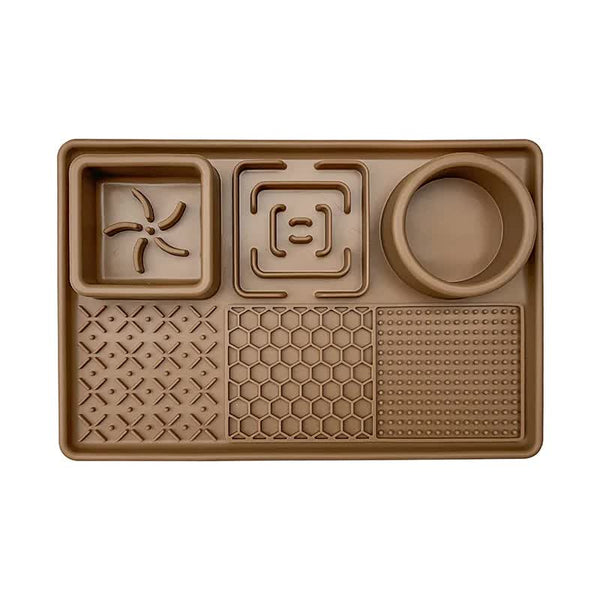 Grey Multi Functional Pet Slow Feeder Lick Mat Durable Food Grade Silicone Anti Bite Bowl For Dogs Dog Feeding Mats