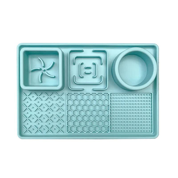 Grey Multi Functional Pet Slow Feeder Lick Mat Durable Food Grade Silicone Anti Bite Bowl For Dogs Dog Feeding Mats