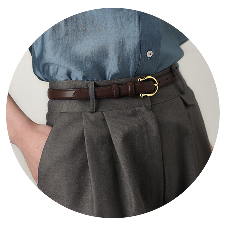 Elosung 100Cm Coffee Elegant French Gold Buckle Genuine Waist Leather Belt Luxurious Lightweight Womens Belts