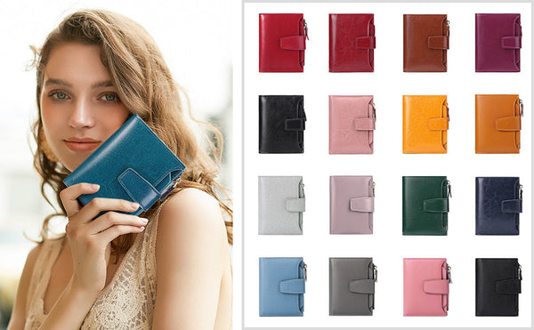 Dark Blue Premium Genuine Leather Rfid Blocking Women's Wallet Lightweight Multi Functional And Stylish Wallets