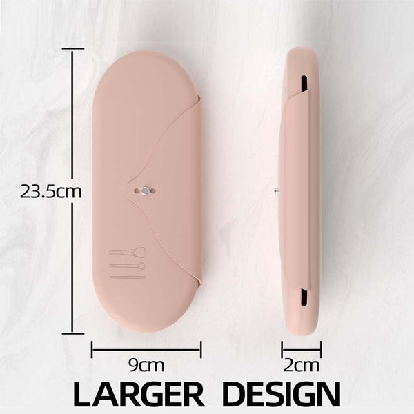 Elosung 2 Pcs Pink Elegant Silicone Makeup Brush Storage Case Travel Friendly Dustproof And Multi Functional Makeup Bags & Cases