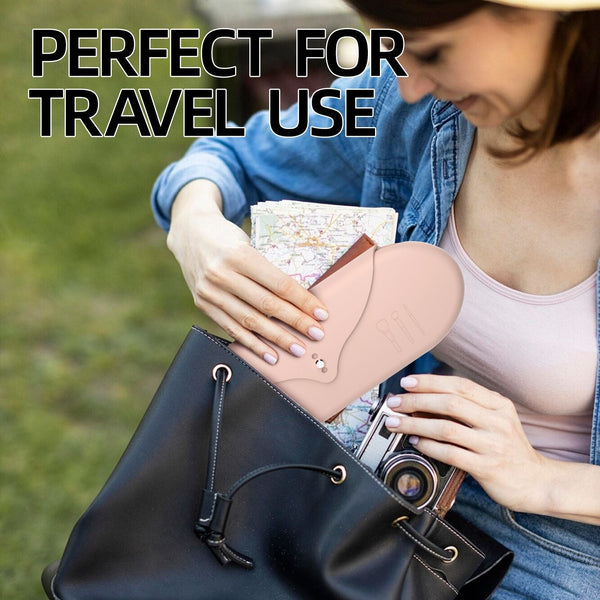 Elosung 2 Pcs Pink Elegant Silicone Makeup Brush Storage Case Travel Friendly Dustproof And Multi Functional Makeup Bags & Cases