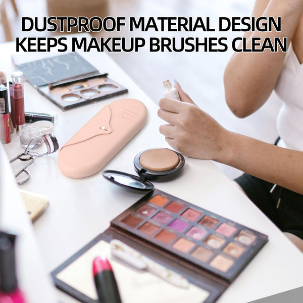 Elosung 2 Pcs Pink Elegant Silicone Makeup Brush Storage Case Travel Friendly Dustproof And Multi Functional Makeup Bags & Cases