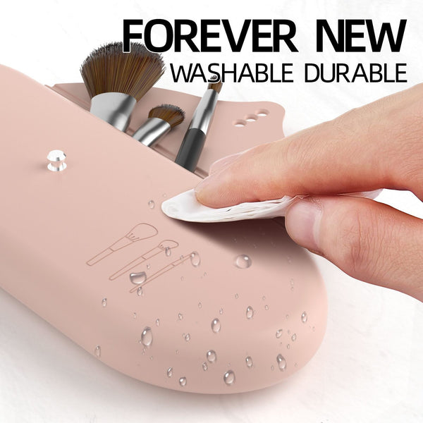 Elosung 2 Pcs Pink Elegant Silicone Makeup Brush Storage Case Travel Friendly Dustproof And Multi Functional Makeup Bags & Cases
