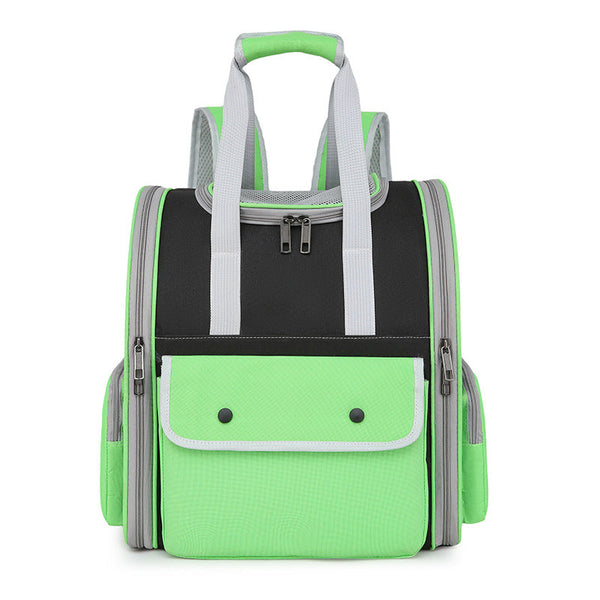 Green Pet Carrier Backpack Spacious Breathable And Travel Friendly For Cats Small Dogs Pet Transport
