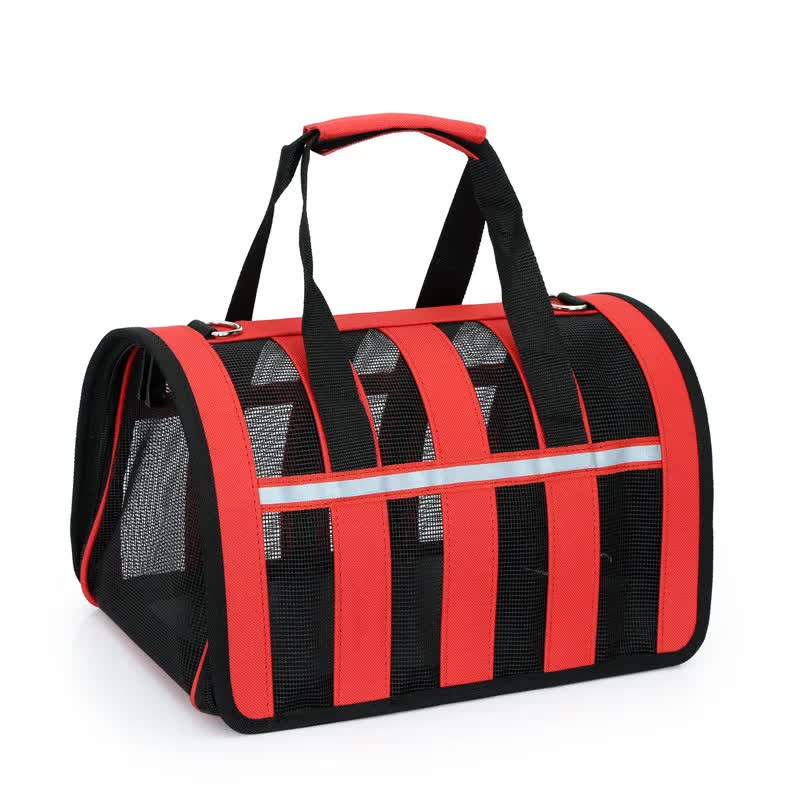Size S Black And Red Foldable Pet Carrier Bag Lightweight Breathable And Spacious For All Seasons Pet Transport