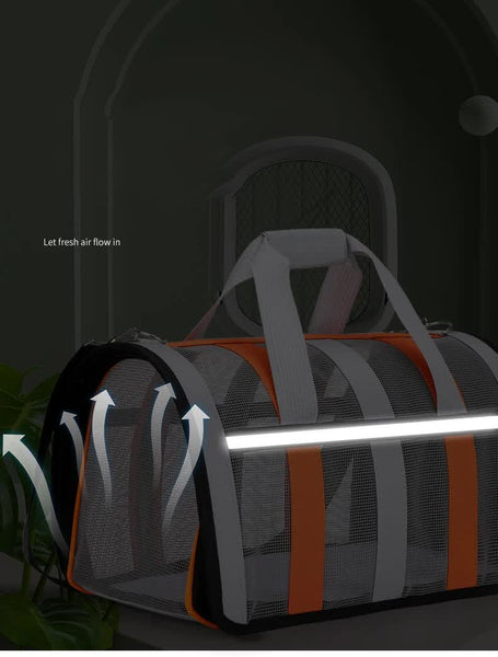 Size S Black And Red Foldable Pet Carrier Bag Lightweight Breathable And Spacious For All Seasons Pet Transport