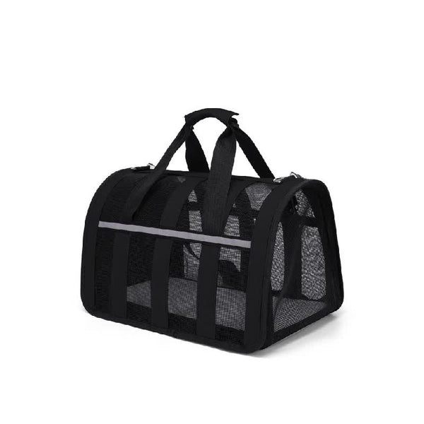 Size S Black And Red Foldable Pet Carrier Bag Lightweight Breathable And Spacious For All Seasons Pet Transport