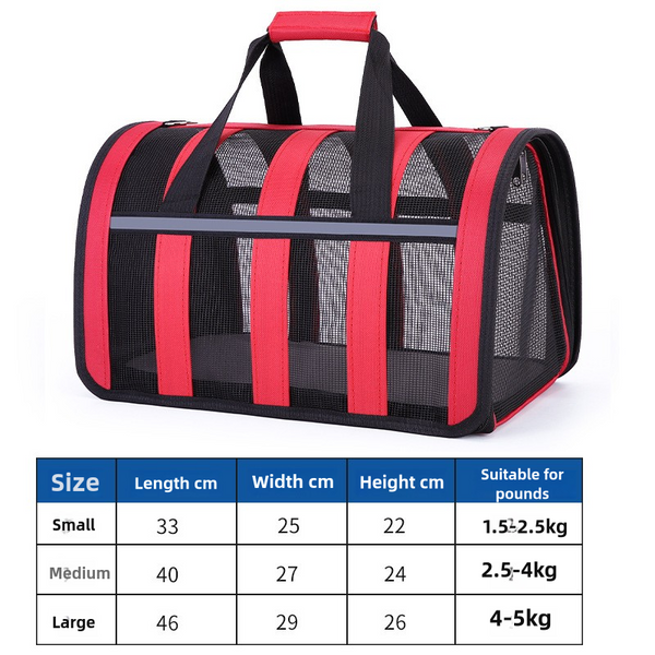 Size S Black And Red Foldable Pet Carrier Bag Lightweight Breathable And Spacious For All Seasons Pet Transport
