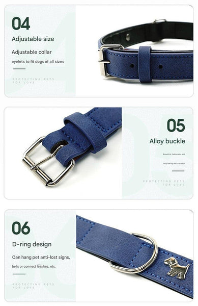 Elosung 2 Pcs Adjustable Soft Leather Dog Collar For Medium/Large Dogs Durable & Comfortable (48*2.0Cm) Dog Collars