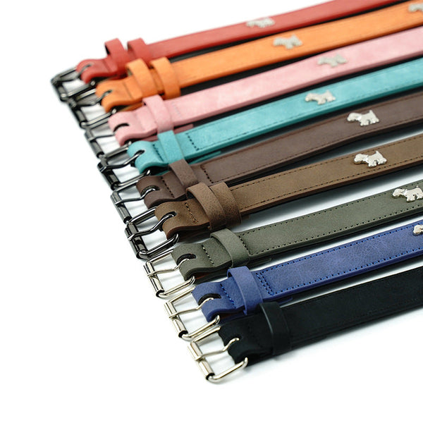 Elosung 2 Pcs Soft Leather Dog Collar For Medium/Large Dogs Durable & Stylish (58*2.5Cm) Dog Collars